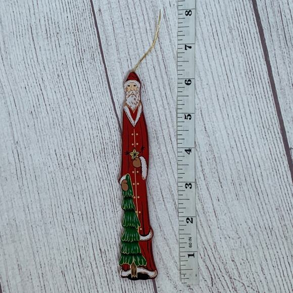 Vintage Wooden Father Christmas Santa Clause Christmas Tree Ornament 6" Tall - Picture 9 of 11